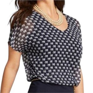 CABI Women's Navy Elephant Parade Blouse S